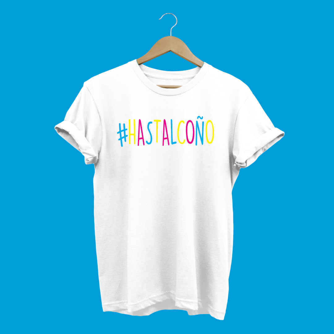 camiseta personalizada hasta el coño, blanca con letras de colores