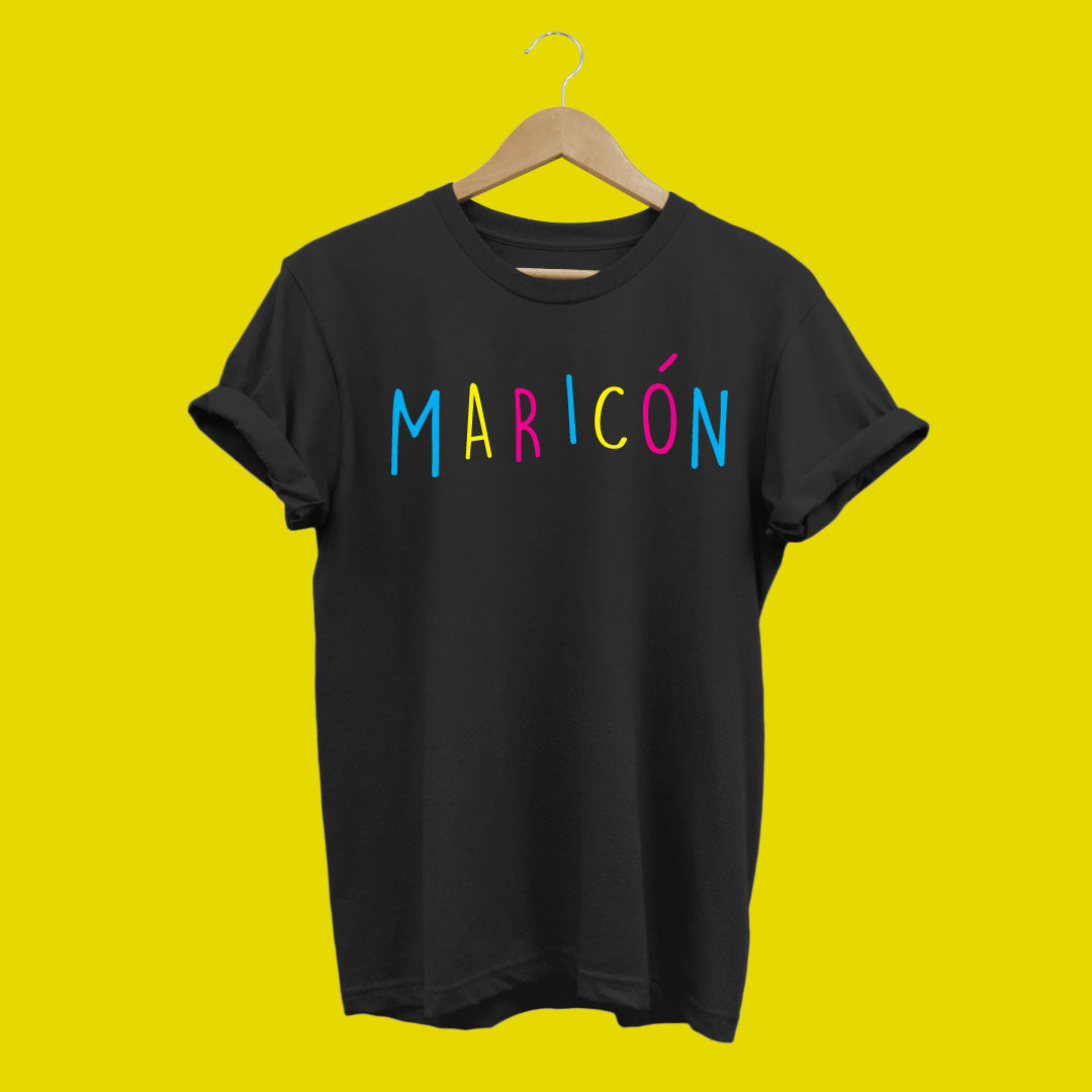 Camiseta para el orgullo gay, Maricón, color negro