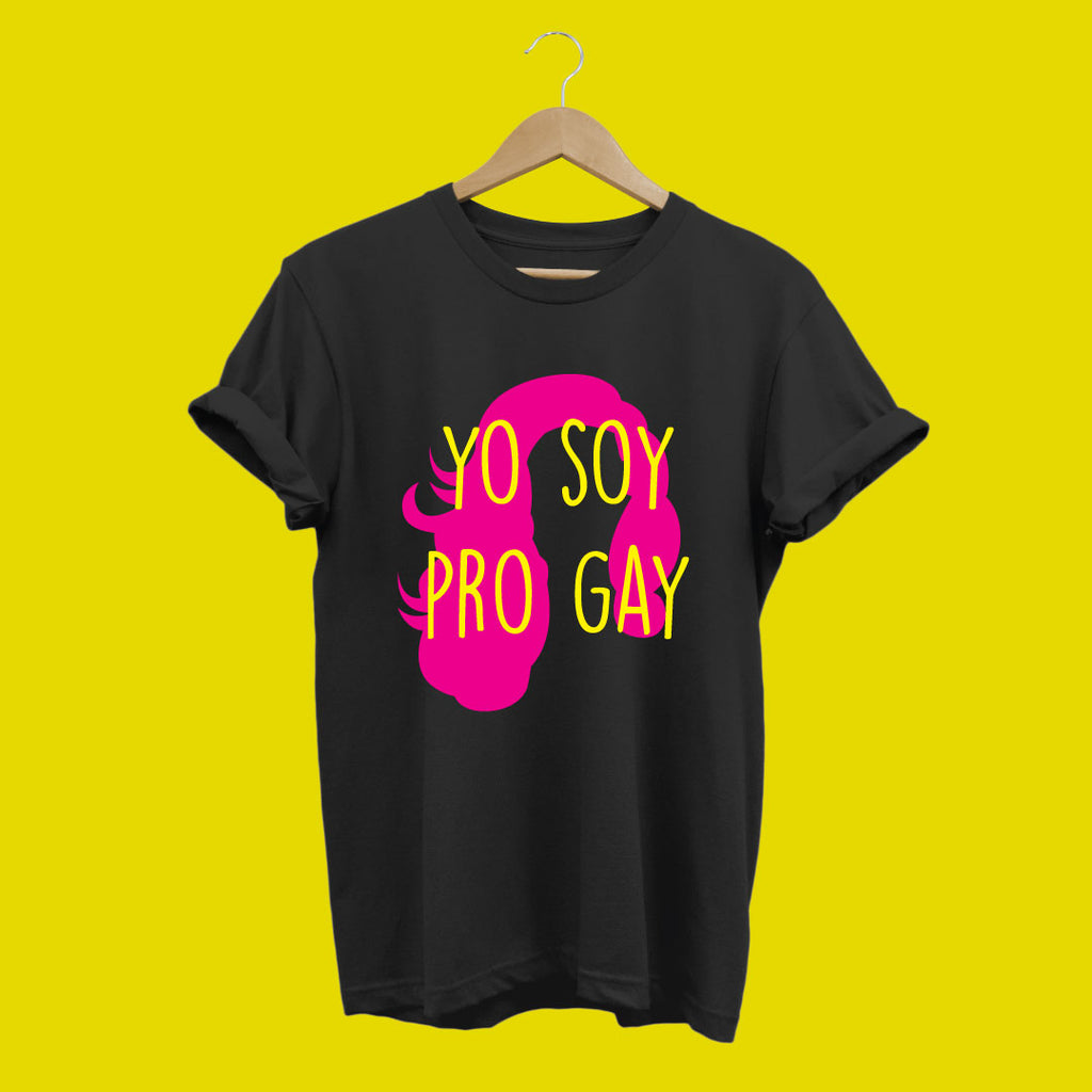 Camiseta yo soy pro gay negra, camiseta lgtbi